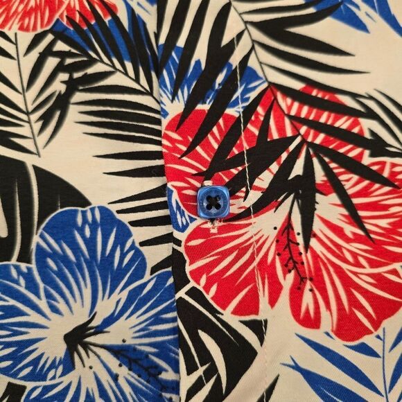 Men’s Shirt Size XL Hawaiian Button Up SHort Sleeve Red White Blue - Picture 4 of 5